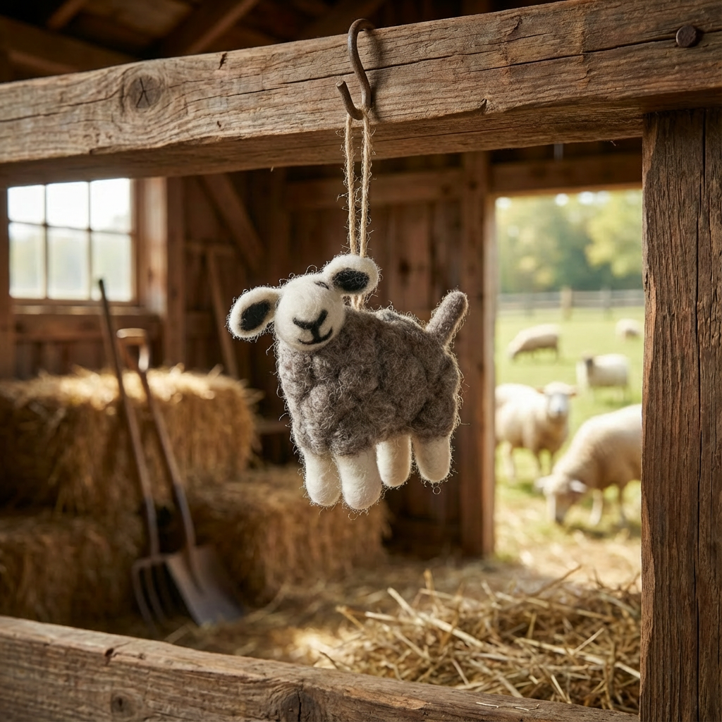 Handmade Felt Herdwick Sheep Easter Hanging Decoration
