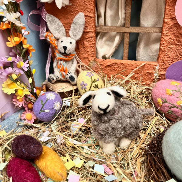 Handmade Felt Herdwick Sheep Easter Hanging Decoration