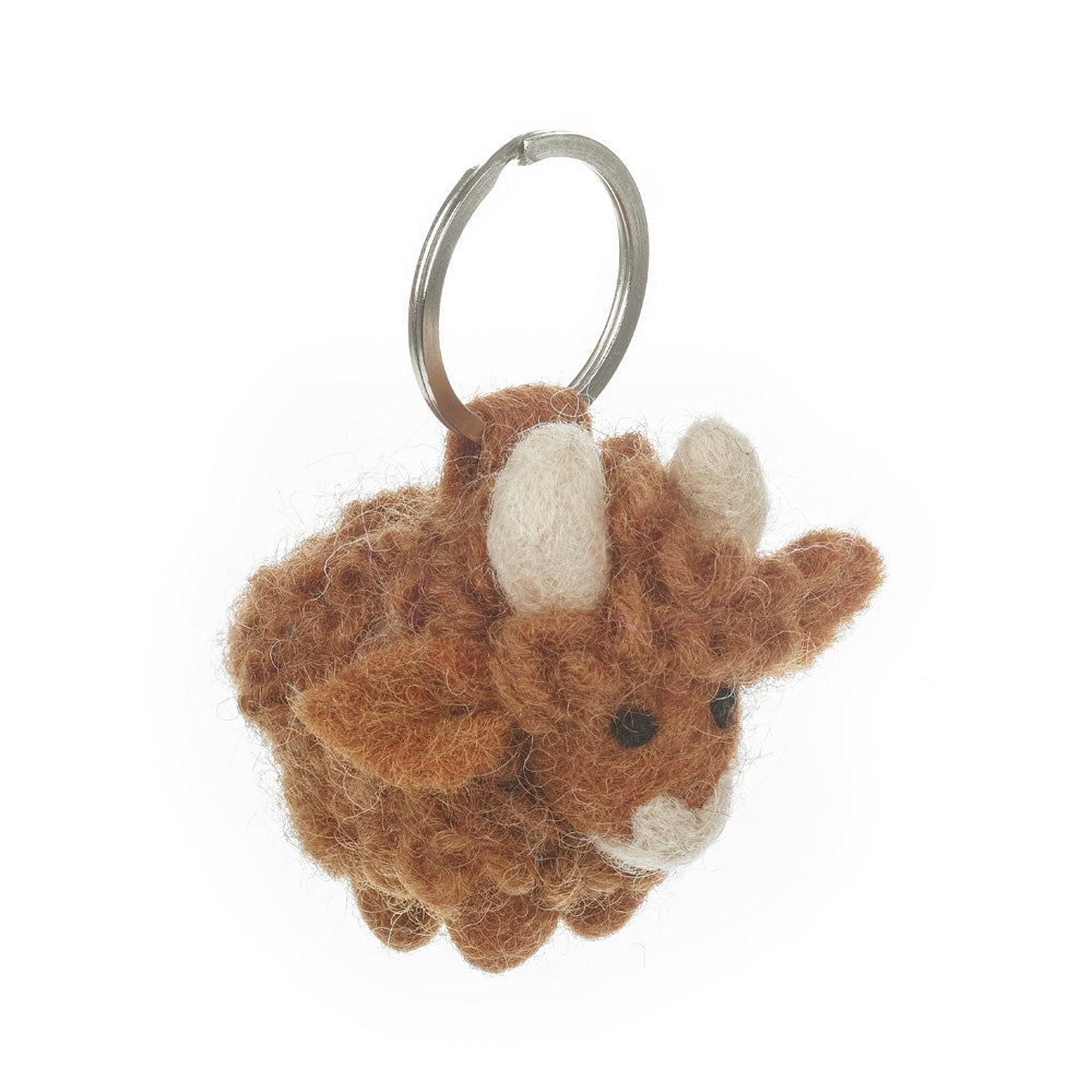 Handmade Felt Fairtrade Highland Cow Keyring