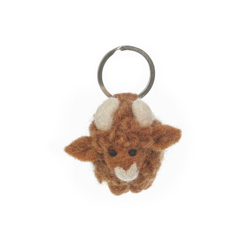 Handmade Felt Fairtrade Highland Cow Keyring
