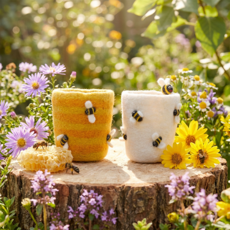 Handmade Felt Honey Bee Plant Pot Home Decoration