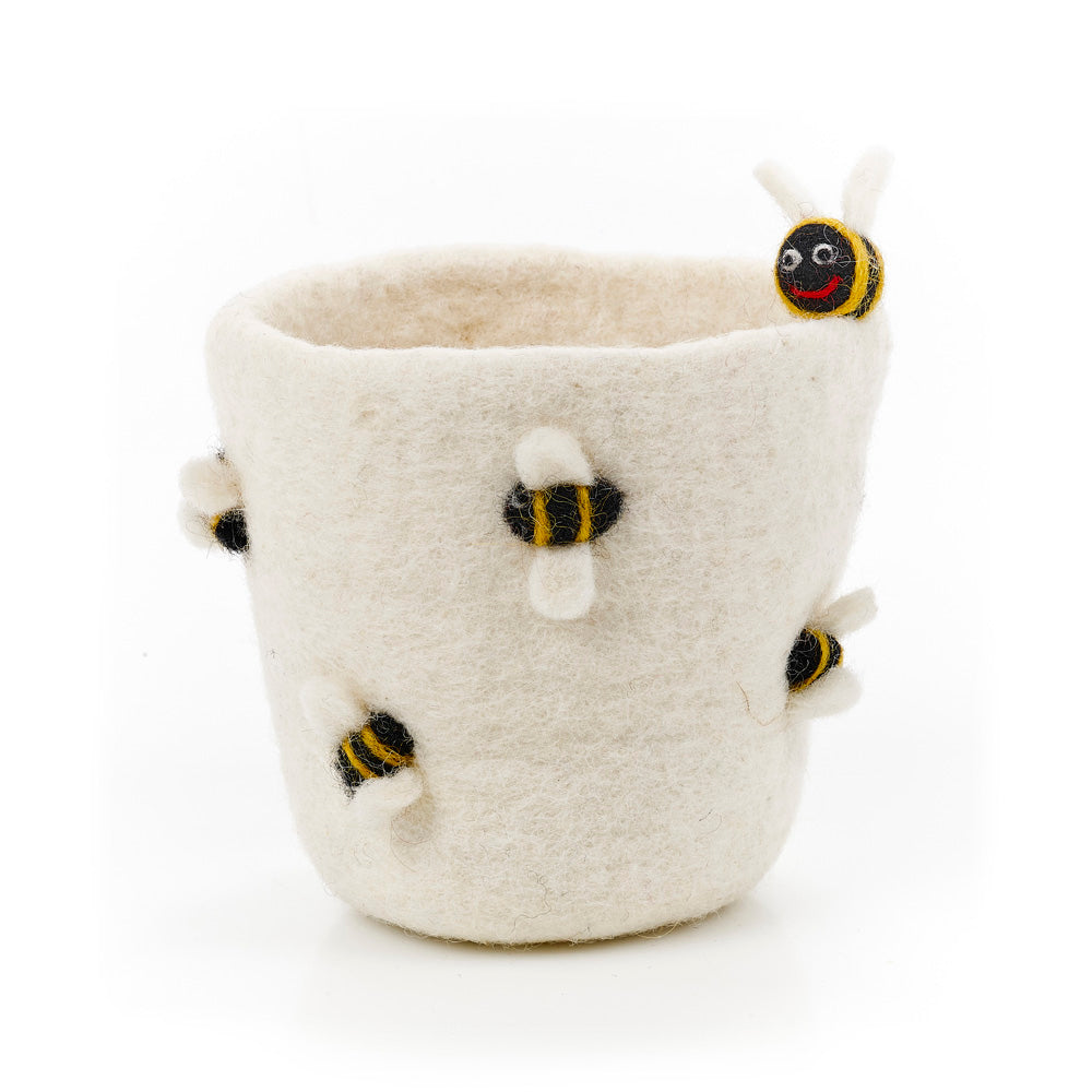 Handmade Felt Honey Bee Plant Pot Home Decoration
