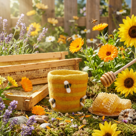 Handmade Felt Honey Bee Plant Pot Home Decoration