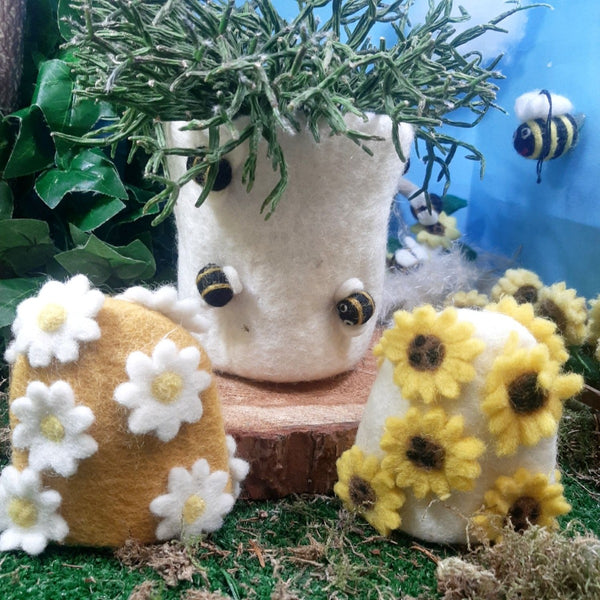 Handmade Felt Honey Bee Plant Pot Home Decoration