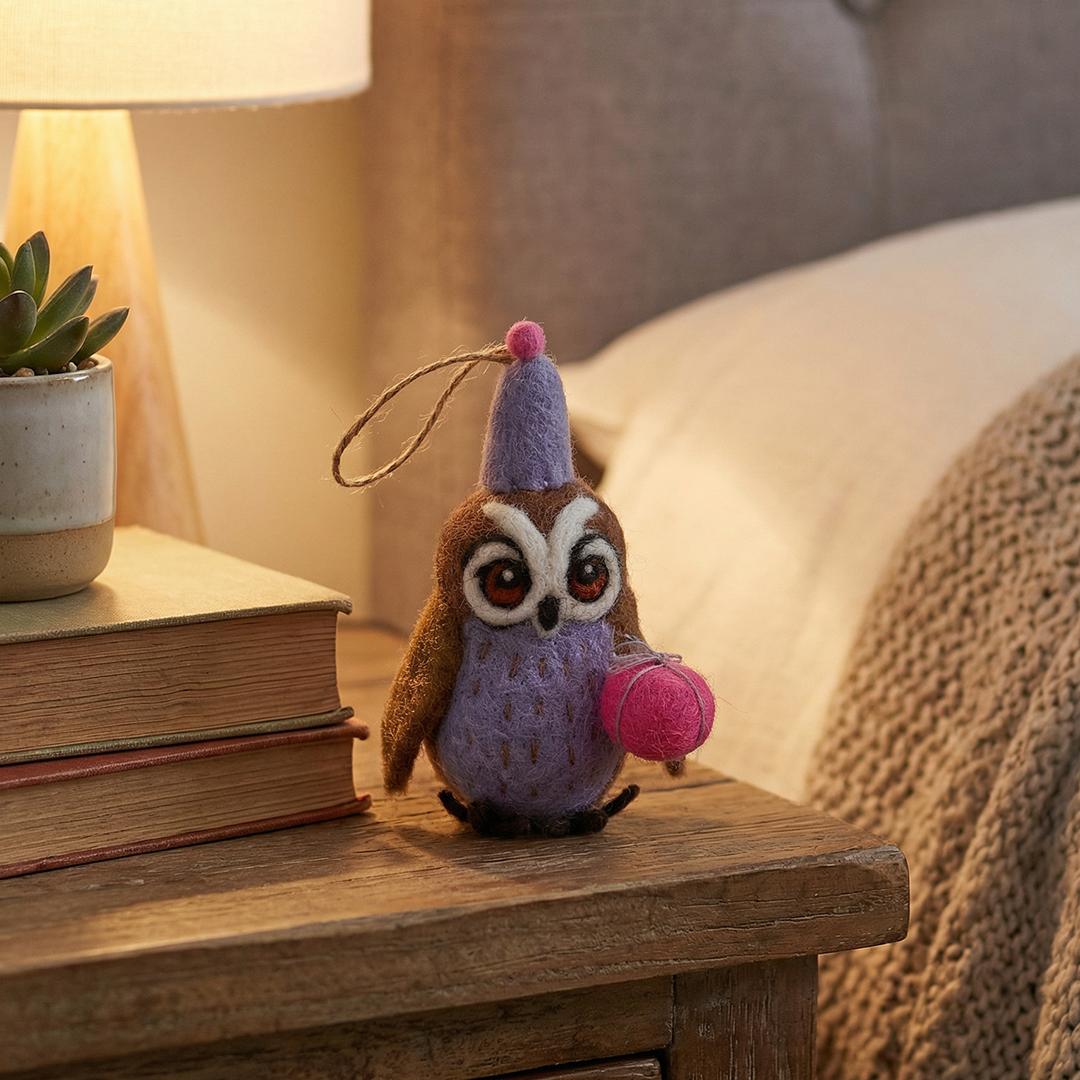 Handmade Felt Hootie the Owl Hanging Decoration