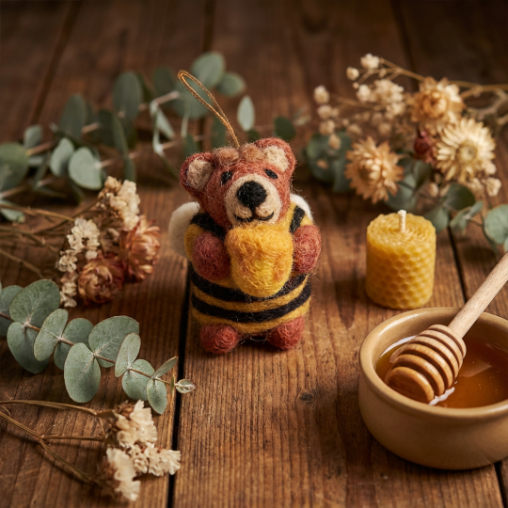 Handmade Felt Howie Honey Bee Bear Hanging  Decoration