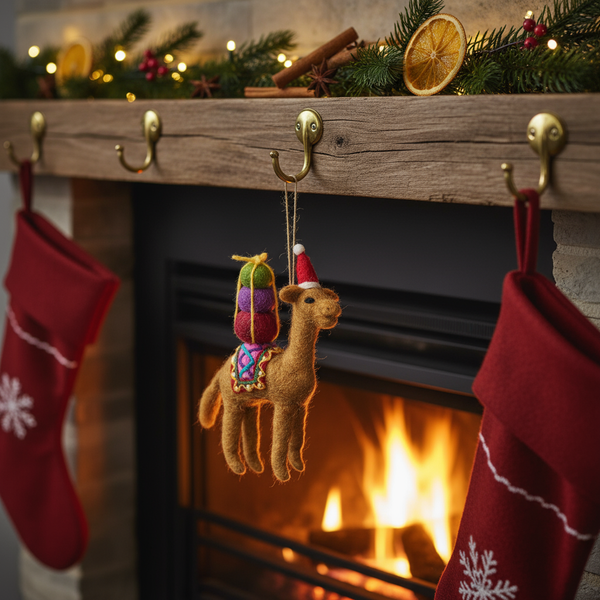Handmade Felt Humphrey the Christmas Camel Hanging Decoration