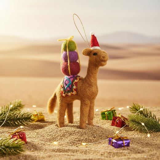 Handmade Felt Humphrey the Christmas Camel Hanging Decoration