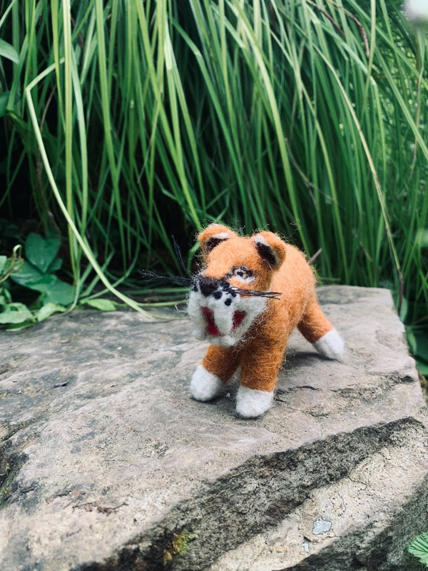 Handmade Felt Hunter the Sabre Tooth Tiger Hanging Decoration