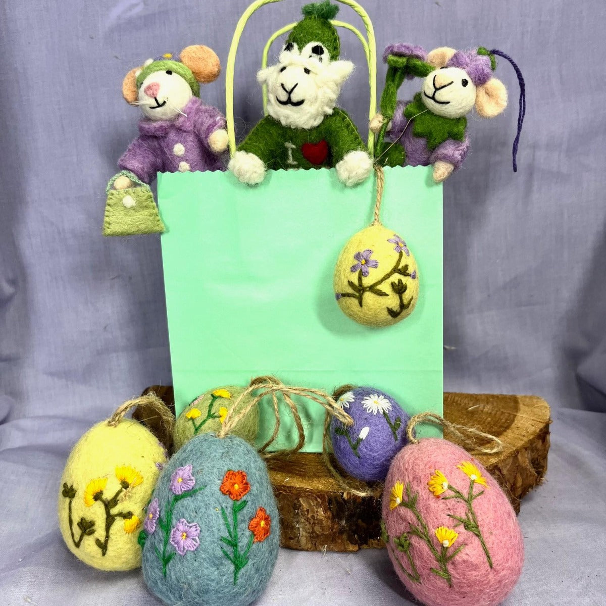 Handmade Felt I Love EWE Sheep Easter Hanging Decoration