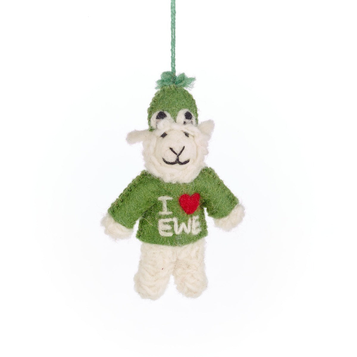 Handmade Felt I Love EWE Sheep Easter Hanging Decoration