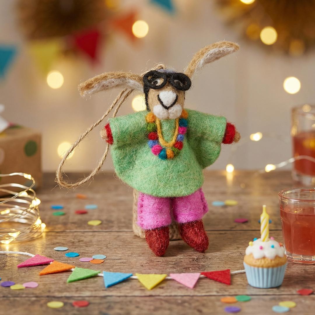 Handmade Felt Iris the Hare Hanging Decoration