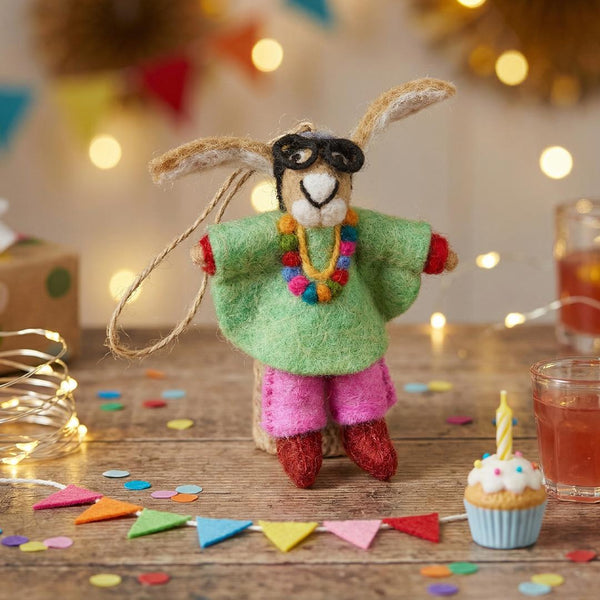 Handmade Felt Iris the Hare Hanging Decoration