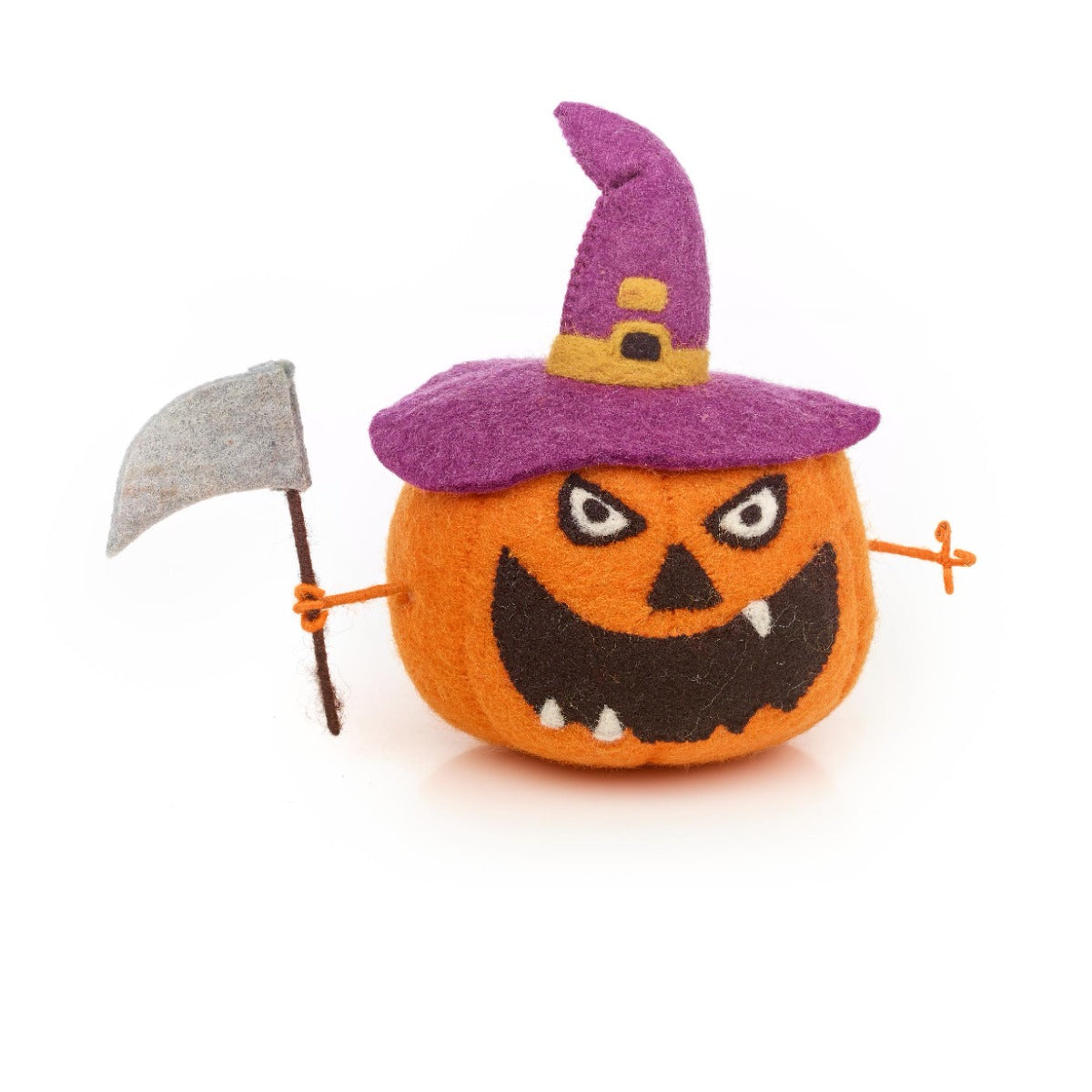 Handmade Felt Jack-o-Pumpkin Standing Halloween Decoration