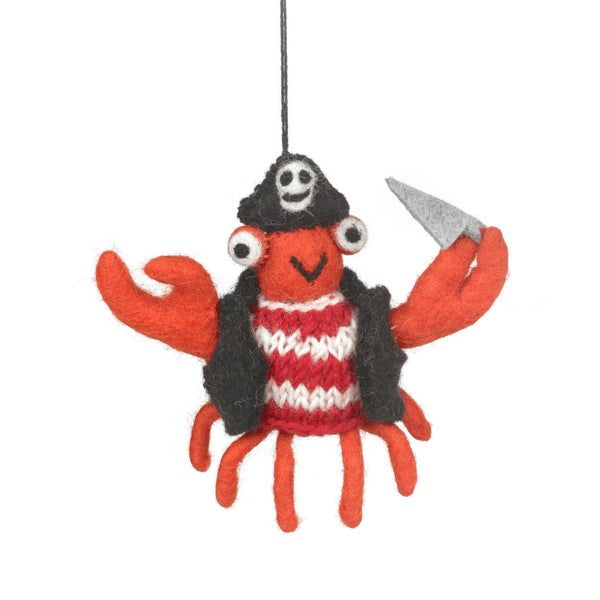 Handmade Felt Jolly Rodger the Crab Sealife Hanging Decoration