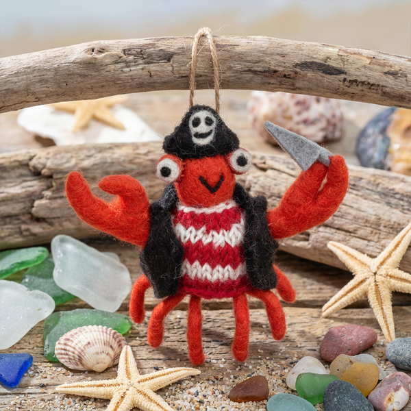 Handmade Felt Jolly Rodger the Crab Sealife Hanging Decoration