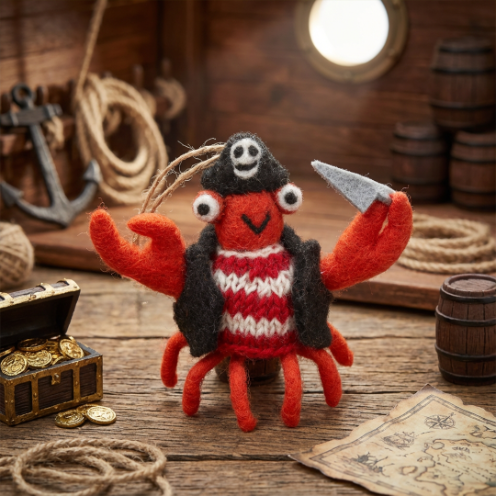 Handmade Felt Jolly Rodger the Crab Sealife Hanging Decoration