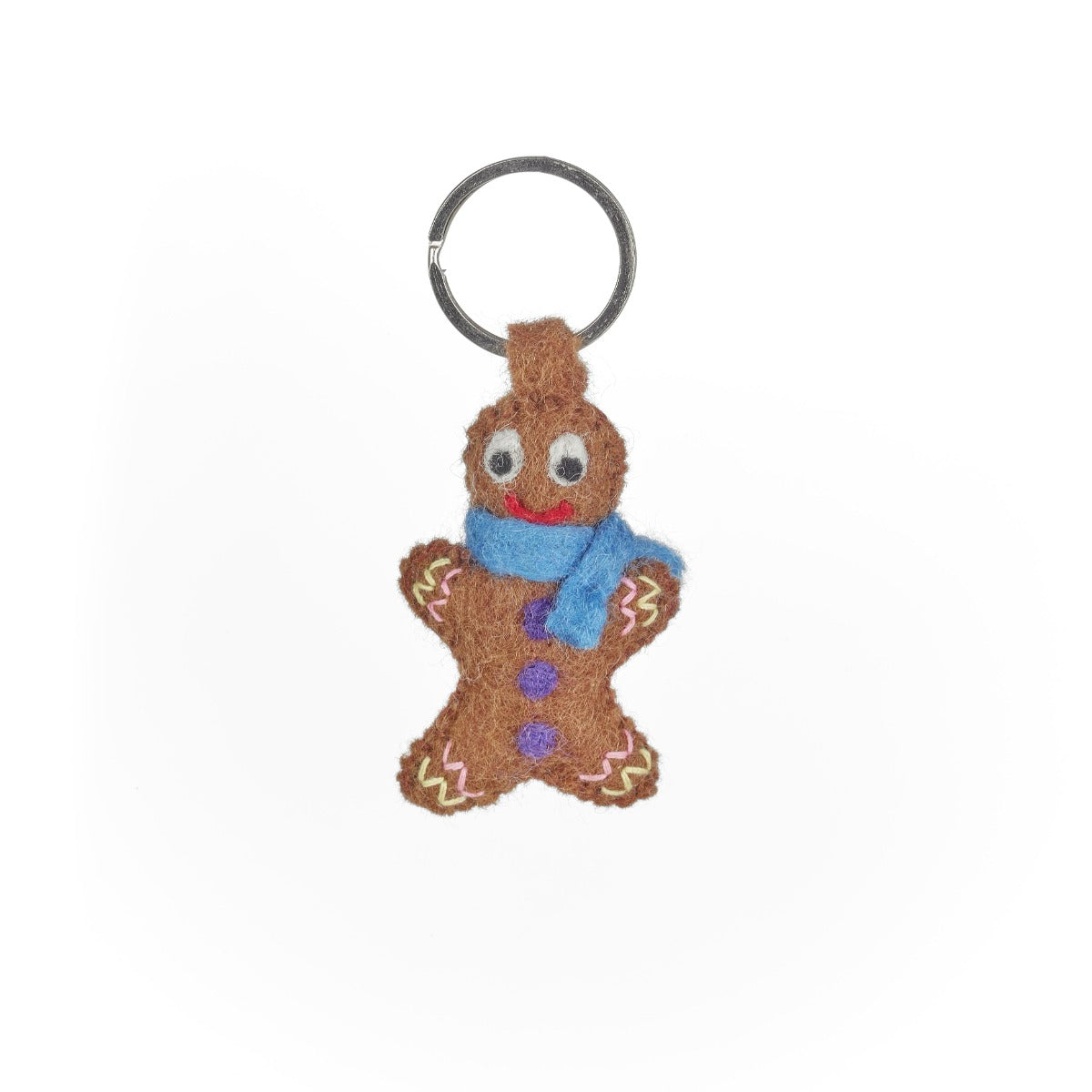 Handmade Felt Jonny Gingerbread Man Christmas Keyring
