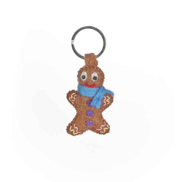 Handmade Felt Jonny Gingerbread Man Christmas Keyring