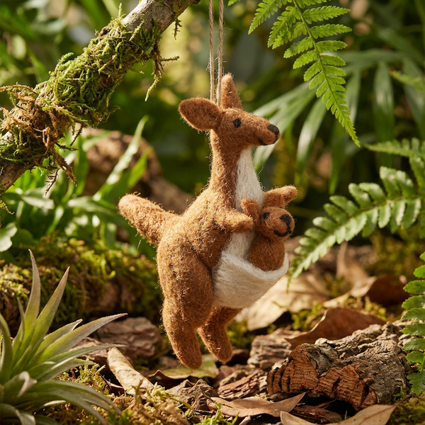 Handmade Felt Kanga & Roo Hanging Kangaroo Safari Decoration