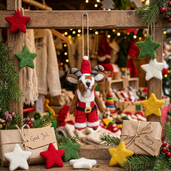 Handmade Felt Kit the Christmas Goat Hanging Decoration