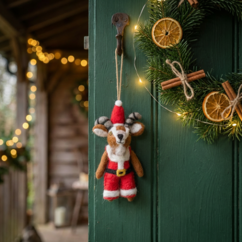 Handmade Felt Kit the Christmas Goat Hanging Decoration