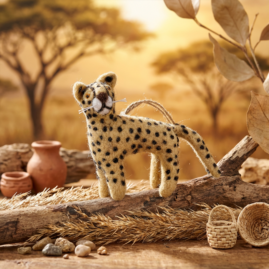 Handmade Felt Larry the Leopard Hanging Decoration
