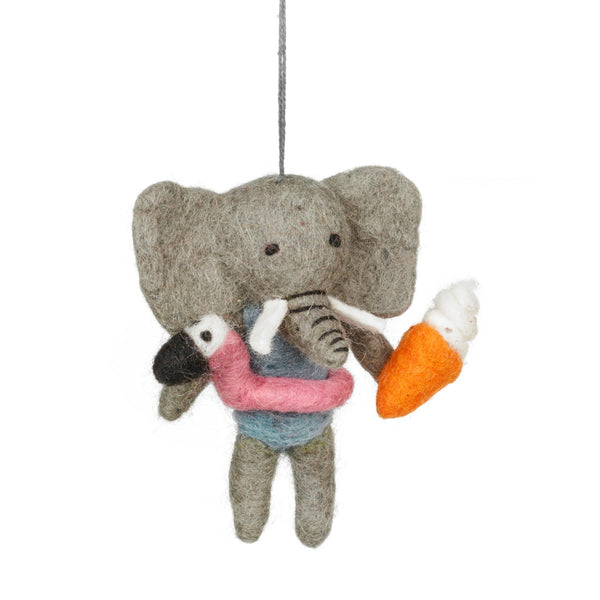 Handmade Felt Leila the Summer Elephant Sealife Hanging Decoration