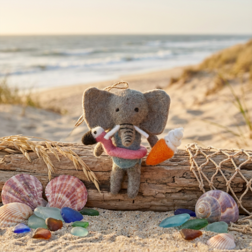 Handmade Felt Leila the Summer Elephant Sealife Hanging Decoration