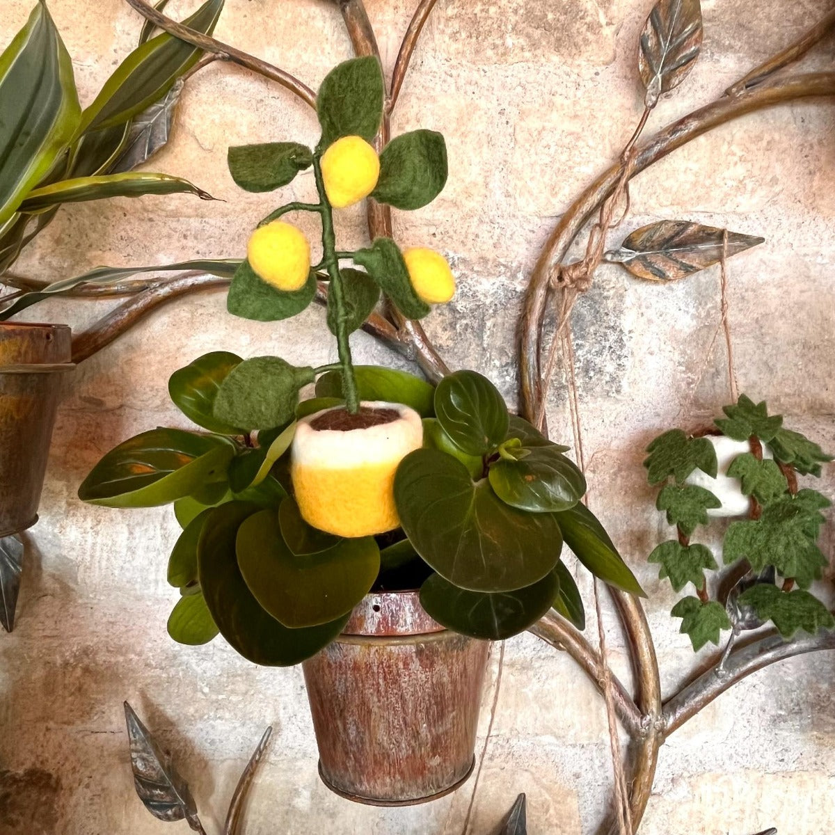 Handmade Felt Lemon Tree Standing  Plant