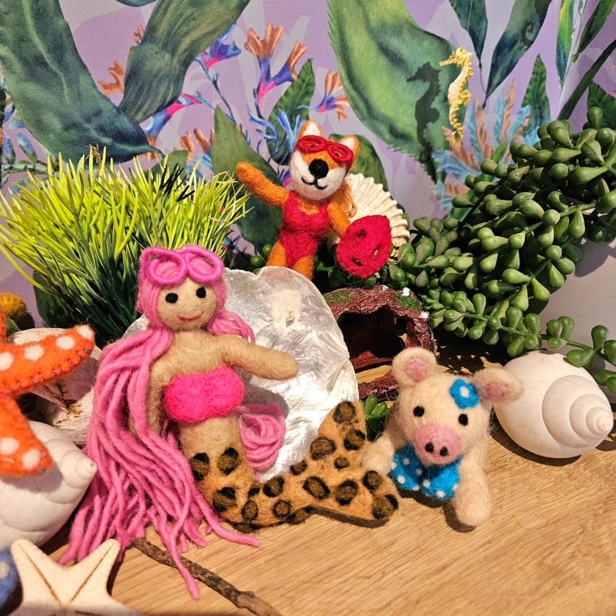 Handmade Felt Lexi the Leopard Print Mermaid Hanging Decoration