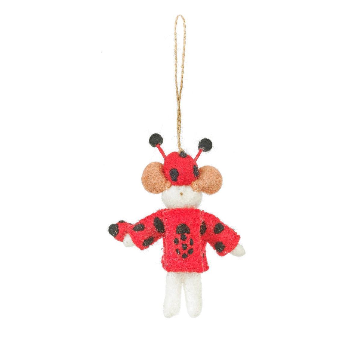 Handmade Felt Lizzie the Ladybird Mouse Spring Hanging Decoration