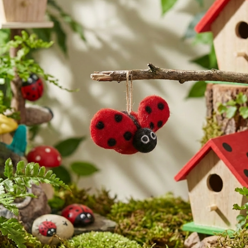 Handmade Felt Lottie Ladybird Hanging Fair trade Decoration