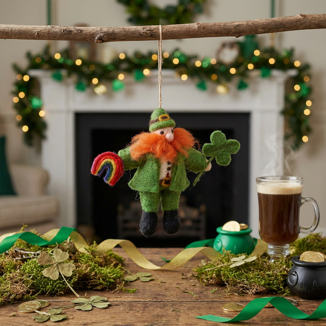 Handmade Felt Lucky Leprechaun Irish Hanging Decoration
