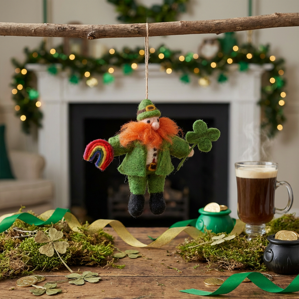 Handmade Felt Lucky Leprechaun Irish Hanging Decoration