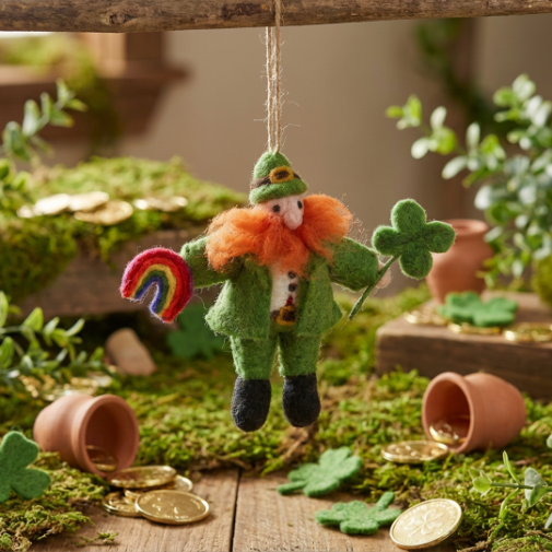 Handmade Felt Lucky Leprechaun Irish Hanging Decoration
