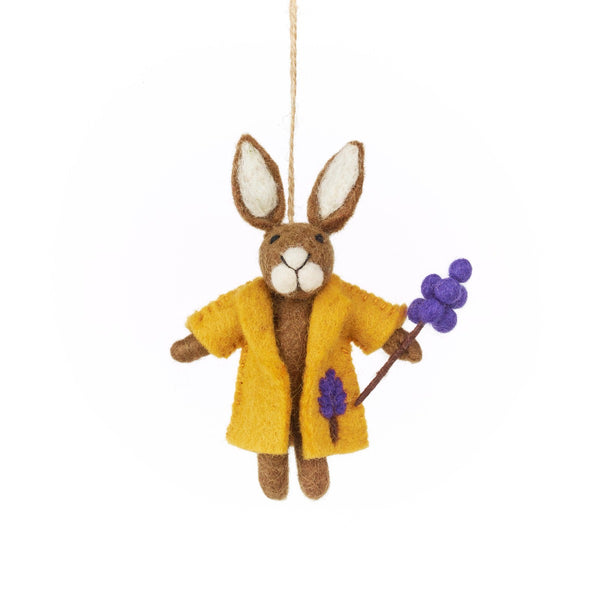 Handmade Felt Lulu Lavender Hare Spring Hanging Decoration
