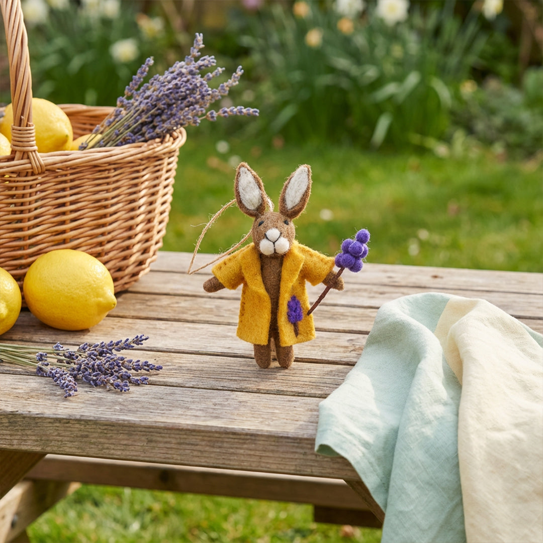 Handmade Felt Lulu Lavender Hare Spring Hanging Decoration
