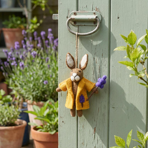 Handmade Felt Lulu Lavender Hare Spring Hanging Decoration