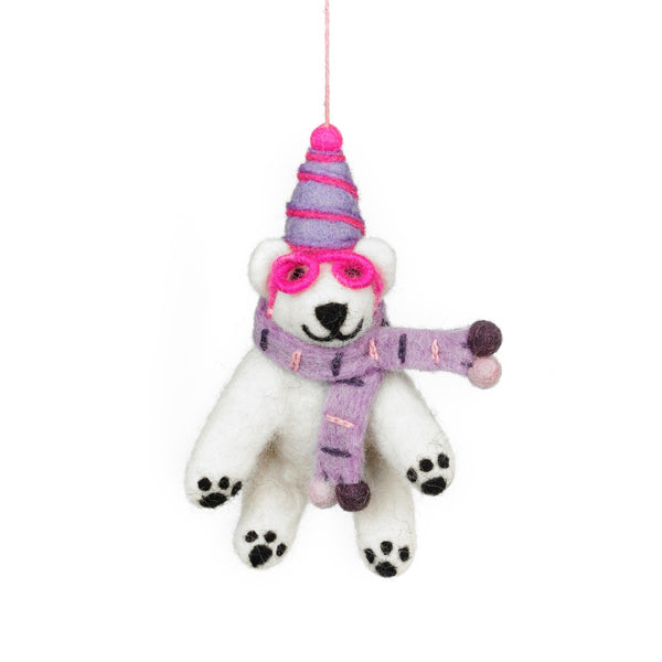 Handmade Felt Luna the Polar Bear Arctic Hanging Decoration