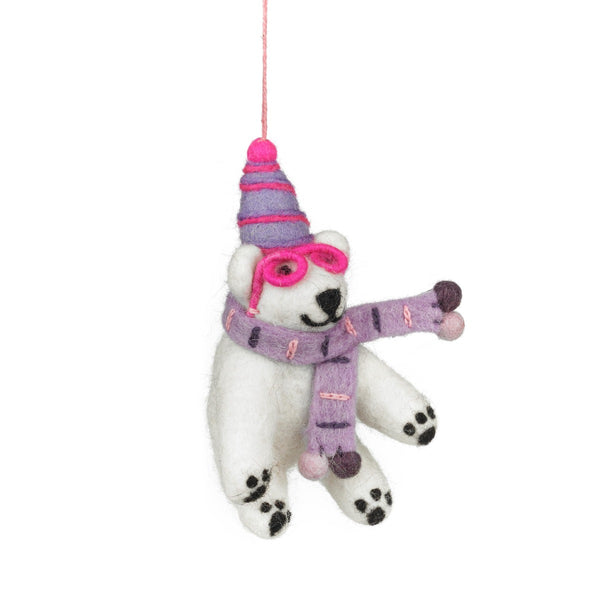 Handmade Felt Luna the Polar Bear Arctic Hanging Decoration