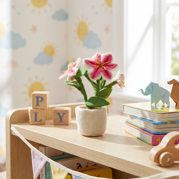 Handmade Felt Luscious Lily Pot Decoration