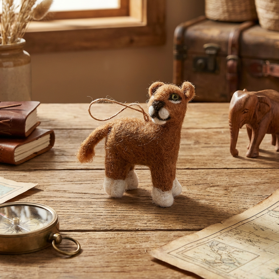 Handmade Felt Lux the Lioncub Hanging Baby Lion Safari Decoration