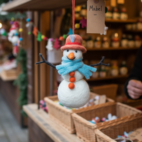 Handmade Felt Mabel the Snowman Arctic Hanging Decoration