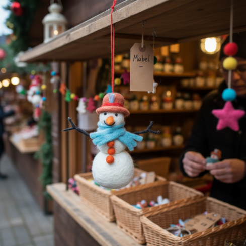 Handmade Felt Mabel the Snowman Arctic Hanging Decoration
