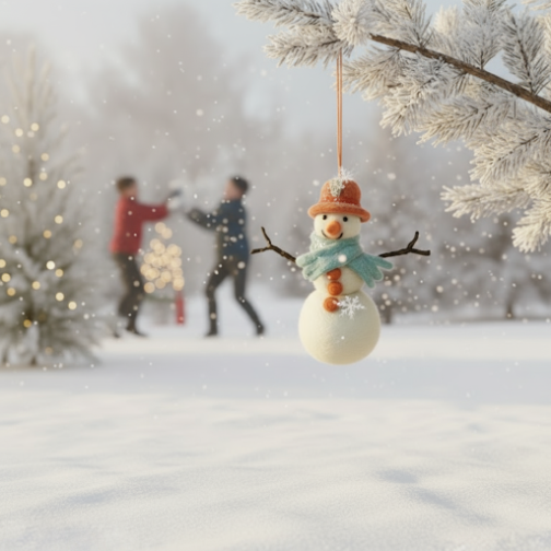 Handmade Felt Mabel the Snowman Arctic Hanging Decoration