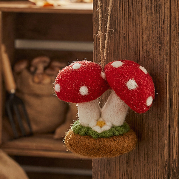 Handmade Felt Magical Toadstools Hanging Decoration
