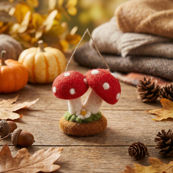 Handmade Felt Magical Toadstools Hanging Decoration