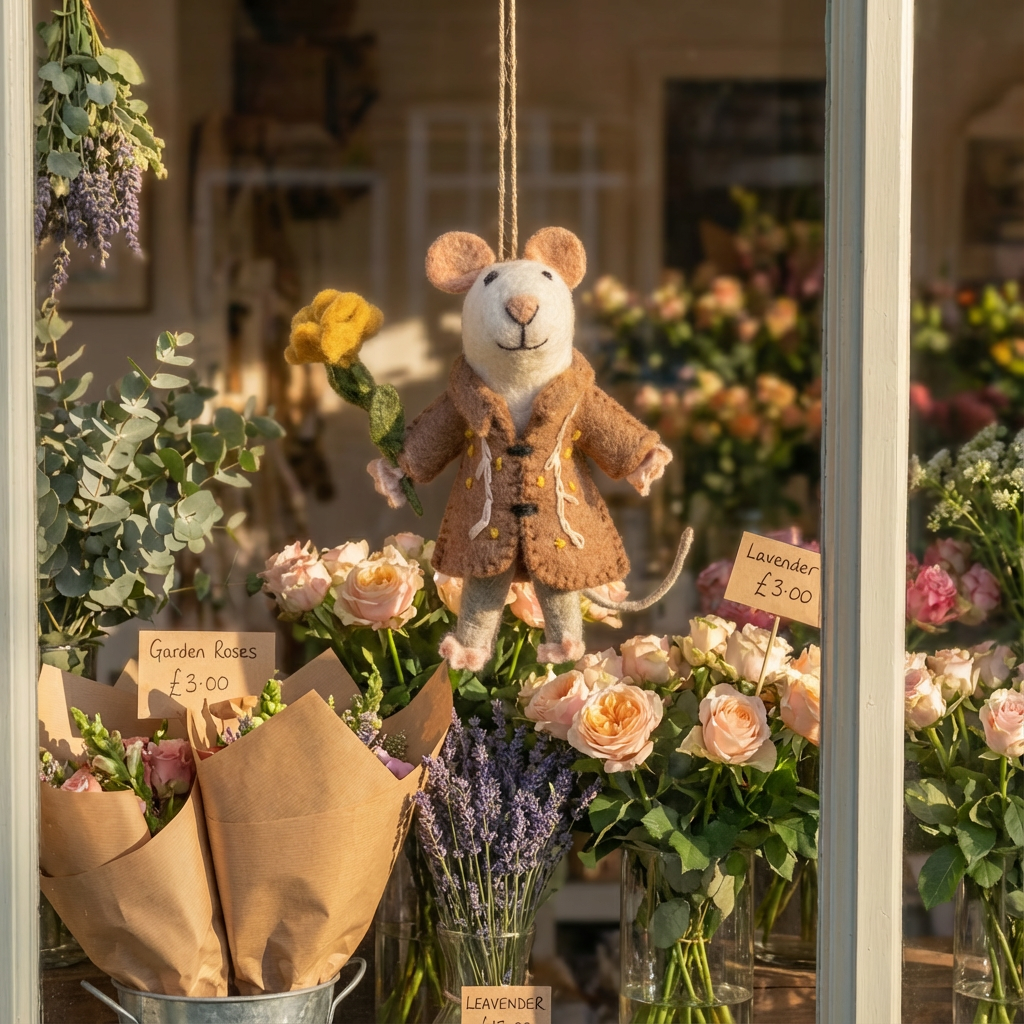Handmade Felt Maisie Mouse Hanging Easter Decoration