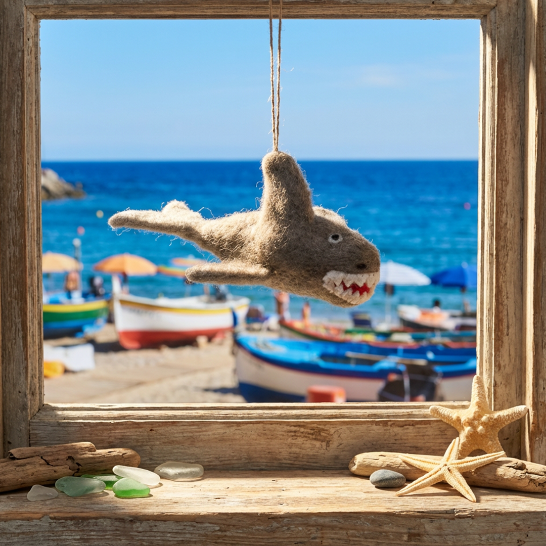 Handmade Felt Megaladon Shark Hanging Decoration